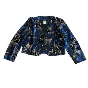 Diane Freis Original Open-Front Blazer Bolero Jacket Floral Size Small Women's